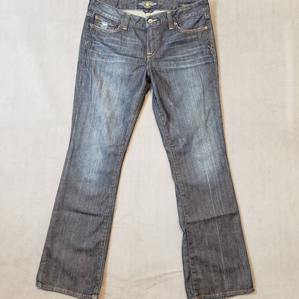 Lucky Brand Vtg Y2K Womens Sz 12x31 Lola Boot Denim Jeans Dark Wash Mid Rise